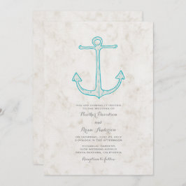 Teal Rustic Anchor Convite de casamento