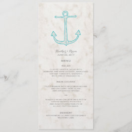 Teal Rustic Anchor Wedding Menu