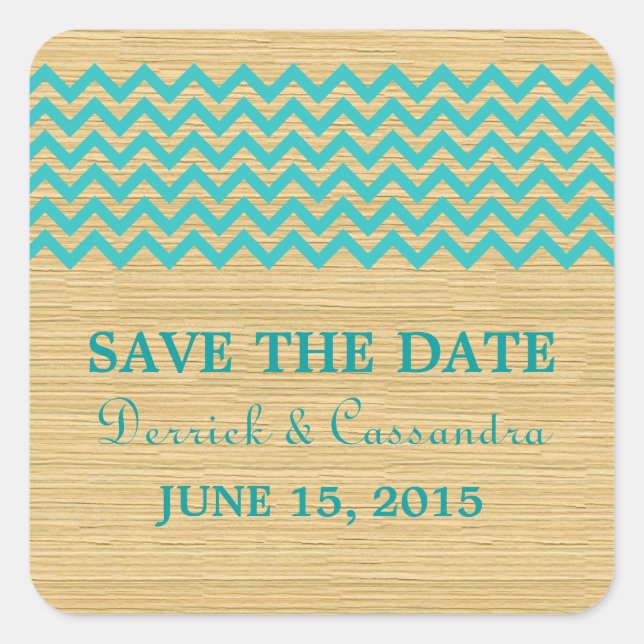 Teal Rustic Chevron Salve os Adesivos de Data (Frente)