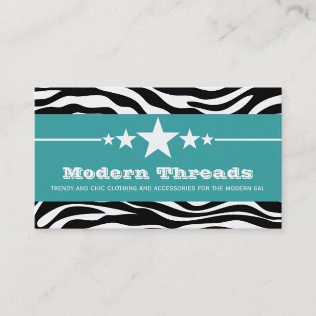 Teal Sassy Star Zebra Cartão de visita (Frente)