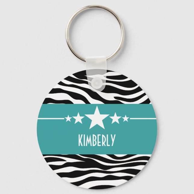 Teal Sassy Star Zebra Chaveiro (Frente)