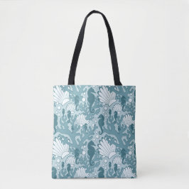 Teal Seacavalo Oceanic Pattern Tote Bag
