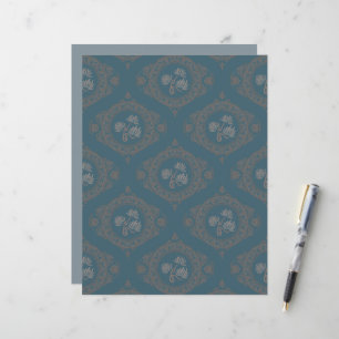 Teal Tapeçaria Rococo Mandala Ogee Damask Scrapboo