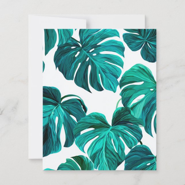 Teal Tropical Monstera Leaf Seamless Pattern Art (Frente)
