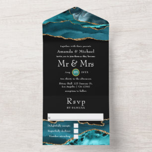 Teal - Turquesa e Casamento Dourado de Pedra Agata