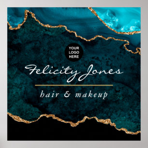 Teal - Turquesa e Poster de negócios de agate Dour