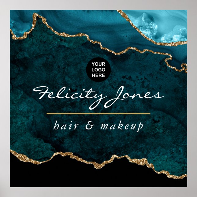 Teal - Turquesa e Poster de negócios de agate Dour (Frente)