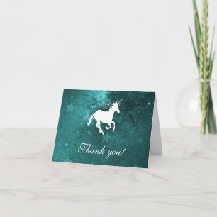 Teal Unicorn Weding Obrigado Cartões