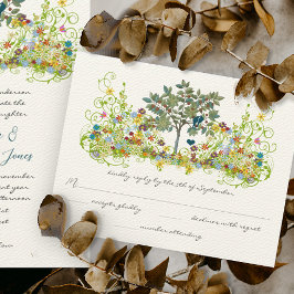 Teal Vintage Love Bird Flower Swirl Casamento RSVP