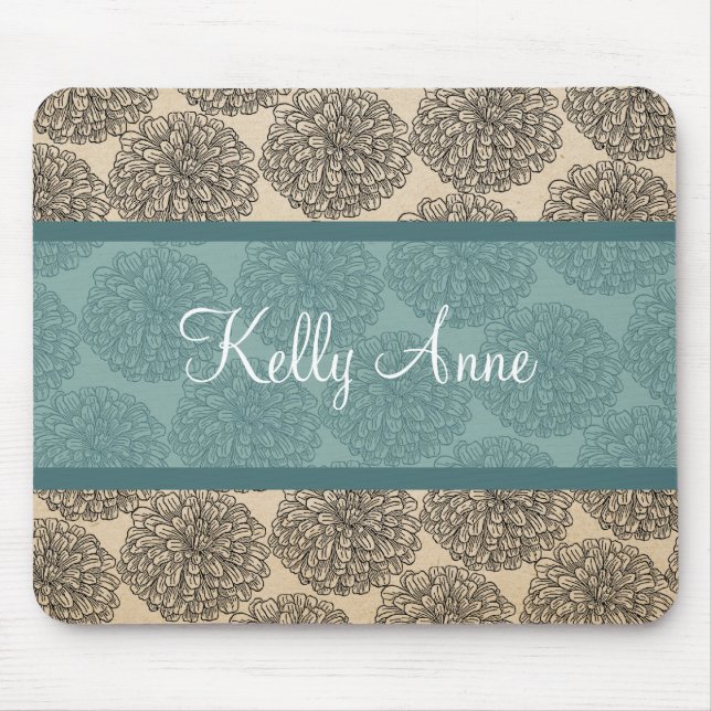 Teal Vintage Zinnia Mousepad (Frente)