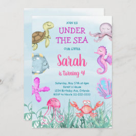 Teal Watercolor Sob O Convite De Aniversário Do Ma