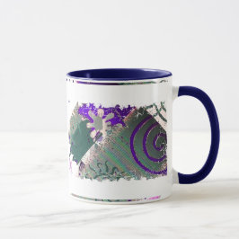 Teale e roxa Geométrica - Caneca Ringer de 2 lados