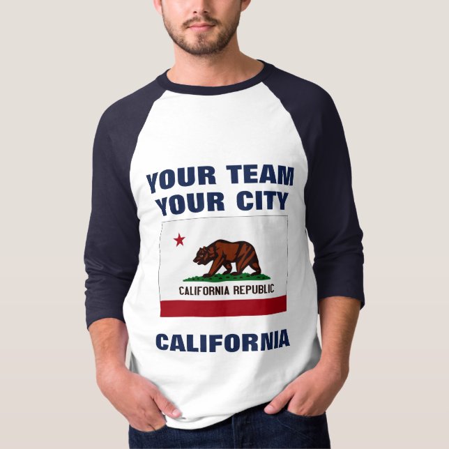 Team California State Flag Raglan T-shirt (Frente)