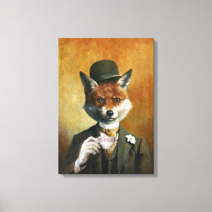 Teatime Fox Canvas Print