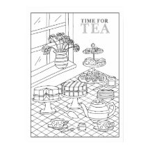 Teatime Tea Party Quaint DIY Coloring Poster