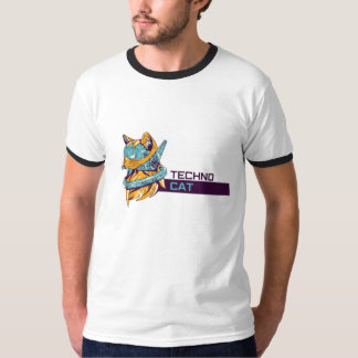 "Techno Cat - T-Shirt Funky Futurística"