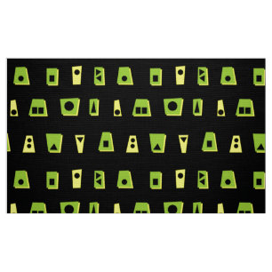 Tecido 020216 - Green, Yellow and Black on Black (Verde,