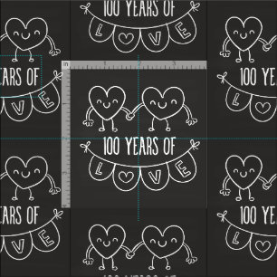 Tecido 100º aniversário do Gift Chalk Hearts