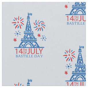 Tecido 14 de julho Dia da Bastilha Francesa em Azul