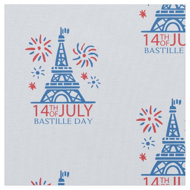 Tecido 14 de julho Dia da Bastilha Francesa em Azul (Detalhe)