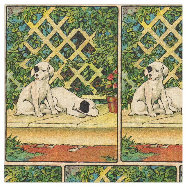 Tecido 1914 dois cães sendo curiosos impressão (Detalhe)