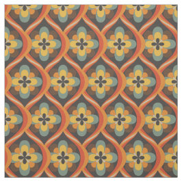 Tecido 1960 Retro Groovy Orange Brown Dourado