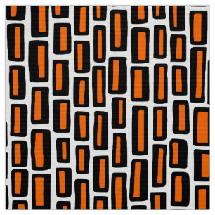 Tecido 200515 - Preto e laranja no branco