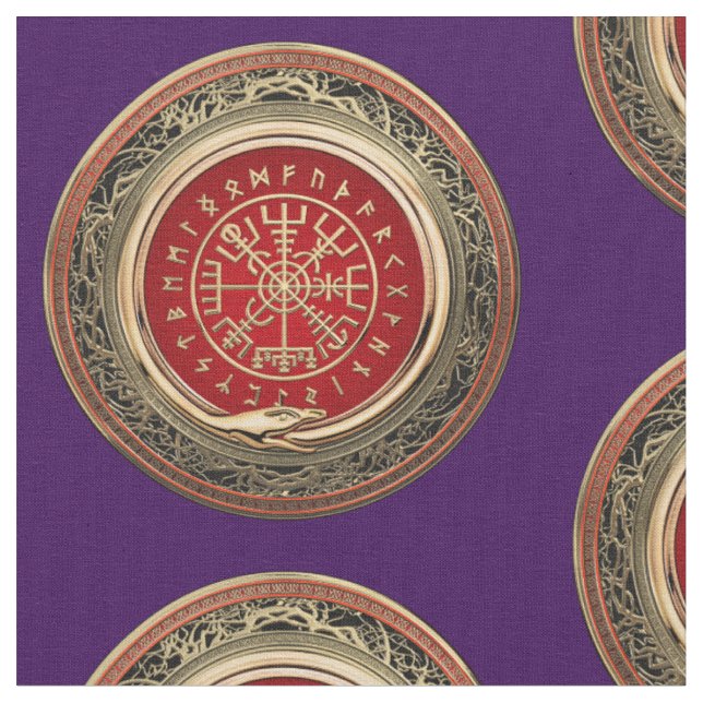 Tecido [220] Vegvisir - Bússola Dourada Mágica (Detalhe)
