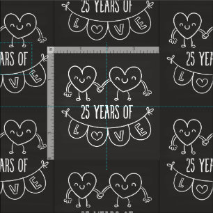 Tecido 25 Anniversário Gift Chalk Hearts