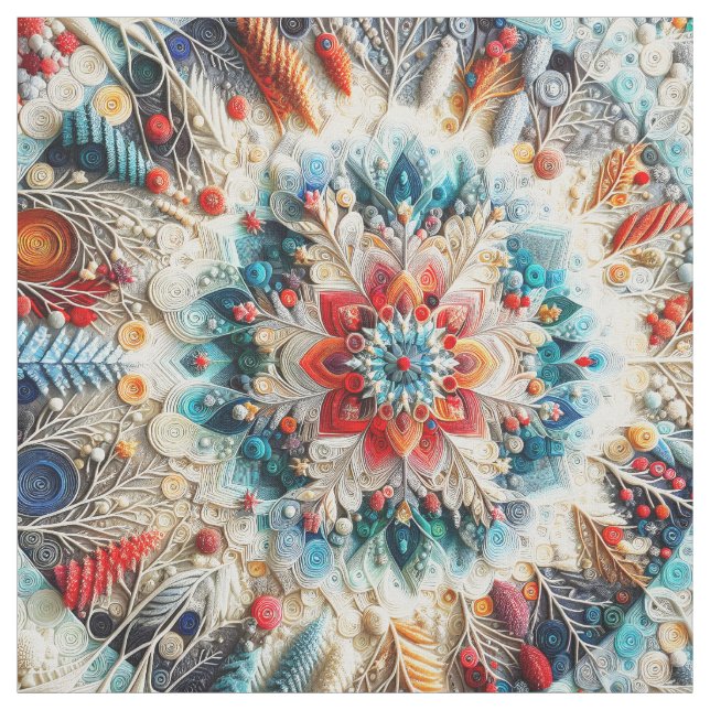 Tecido 3D Bordado Olhe Winter Mandala Kaleidoscope (Amostra)