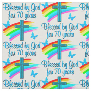 TECIDO 70 CHRISTIAN BIRTHDAY CROSS E RAINBOWS