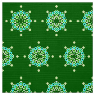 Tecido 8 pontos Mandala, Dark Jade Green e Aqua