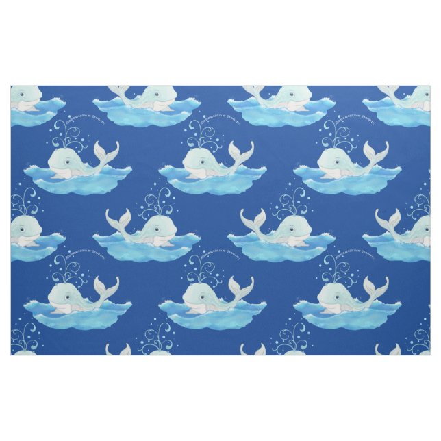 Tecido A baleia bonito personalizada do bebé do berçário (Fat Quarter)
