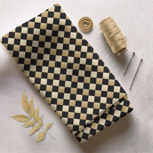 Tecido A diagonal verifica damasco preto/Dourado DCRX
