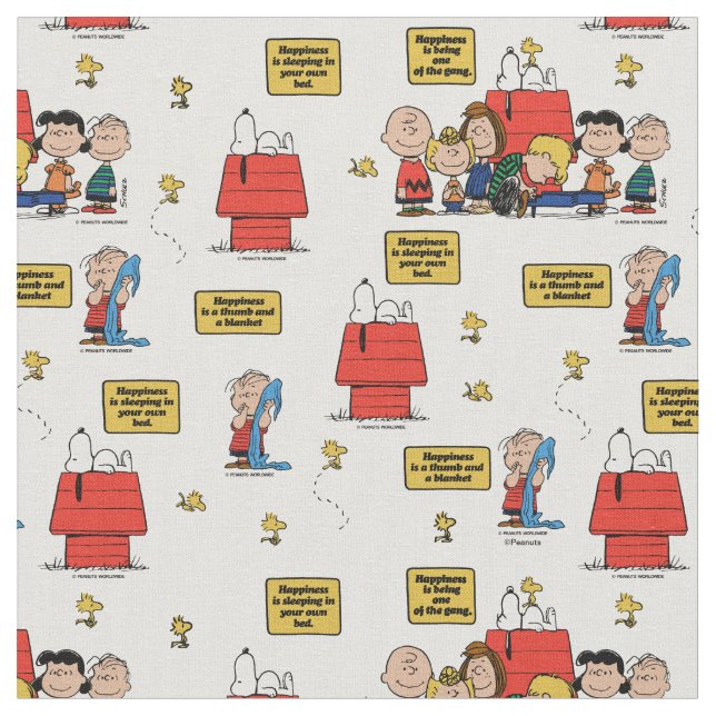 Tecido A Felicidade É! Citação Clássica do Grupo Peanuts (Detalhe)