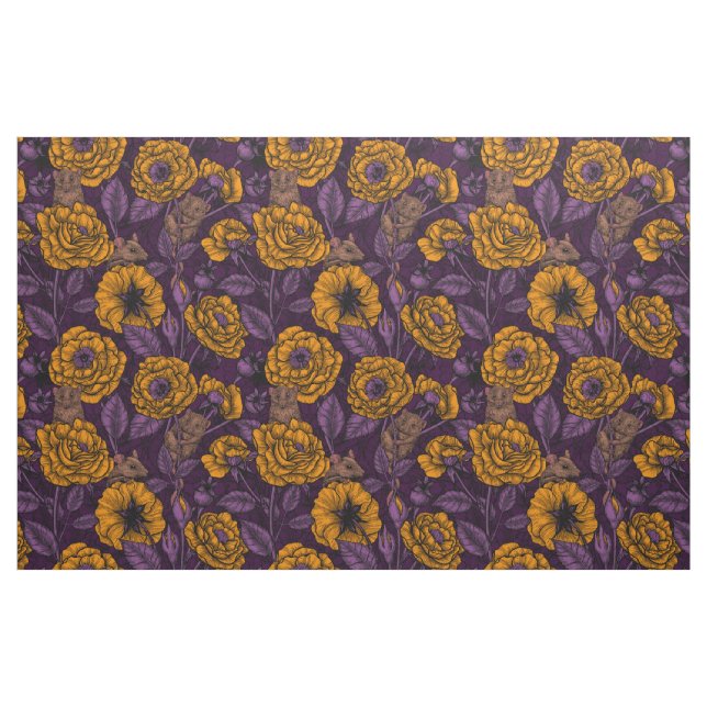 Tecido A festa dos ratos em laranja e violeta (Fat Quarter)