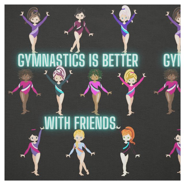 Tecido A ginástica É Melhor Com Amigos Turquoise Font (Modelo)