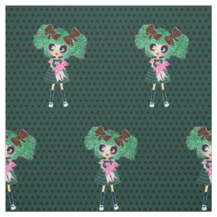 Tecido A gótica Lolita, criança esmeralda e negra