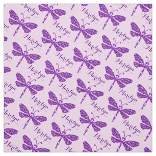 Tecido A libélula conhecida roxa personalizada cobriu o