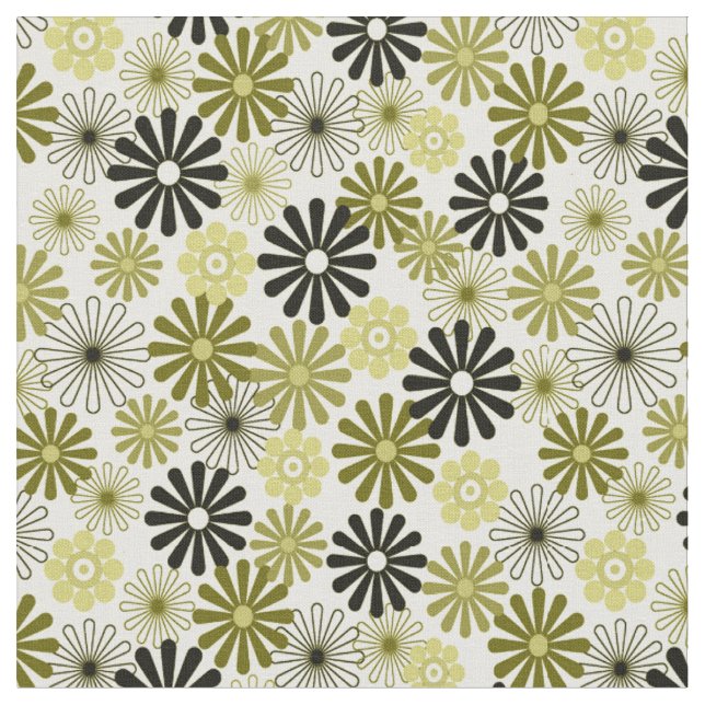 Tecido A verde azeitona floresce o estilo 1960 de x (Detalhe)