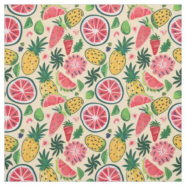 Tecido Abacaxi, Morango, Citrino & Fruta do Dragão (Modelo)