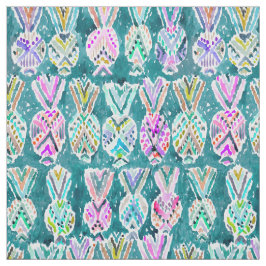 Tecido Abacaxis tropicais tribais do Hawaiian da aguarela