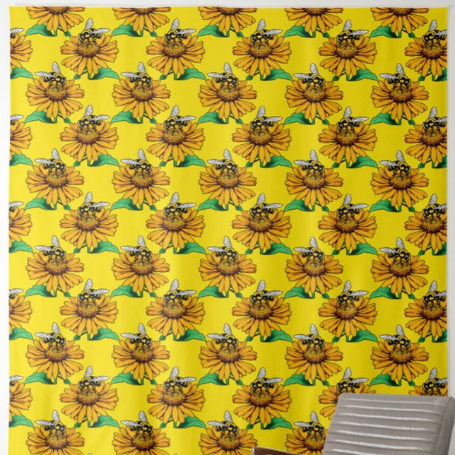 Tecido Abeha no Design de Padrão de Flor de Girassol  (Criador carregado)