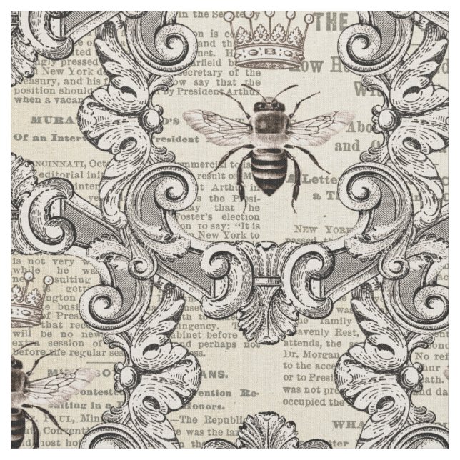 Tecido Abejas Vintage e Impressão de Jornal (Detalhe)