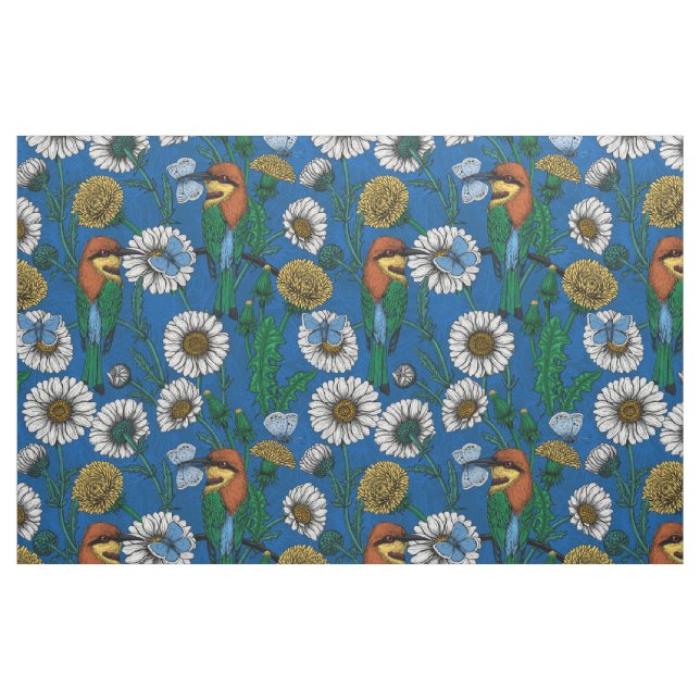 Tecido Abelhas comem em azul (Fat Quarter)