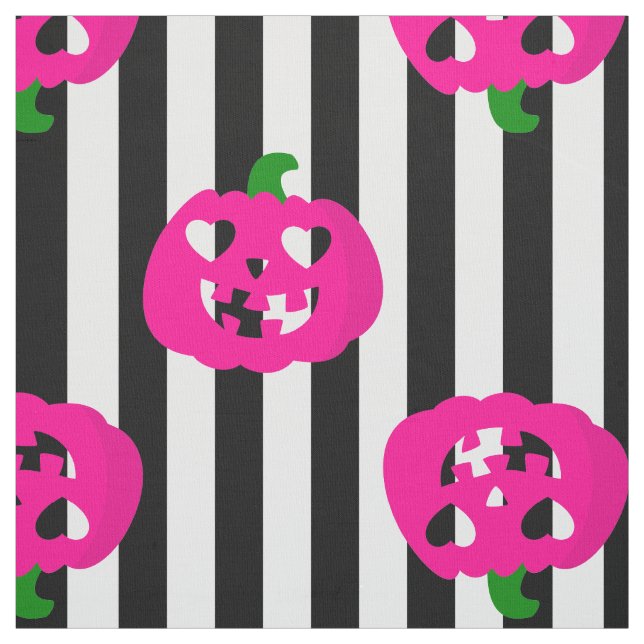 Tecido abóbora de coração de Halloween rosa listrada (Modelo)