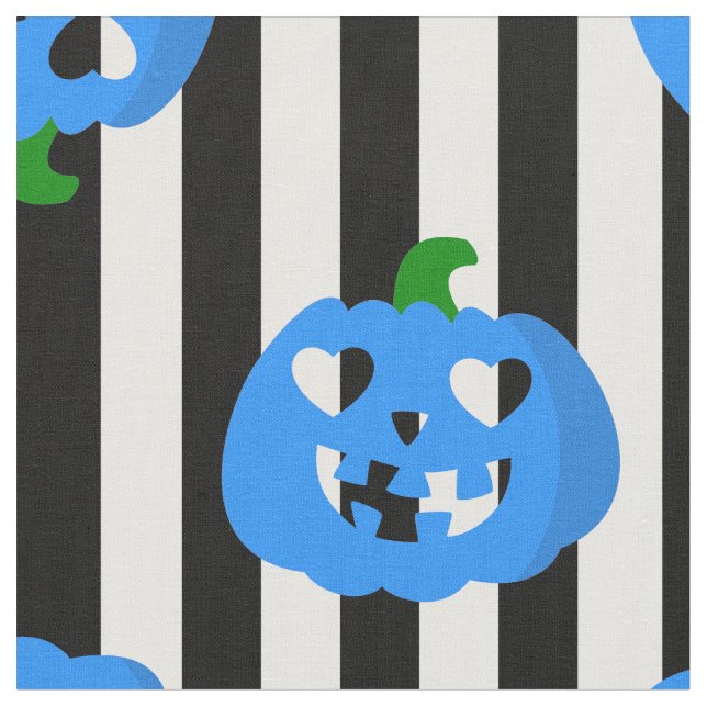 Tecido abóbora de halloween coração azul listrada (Detalhe)
