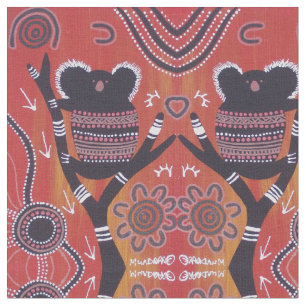 Tecido aborígene da arte do Koala vermelho