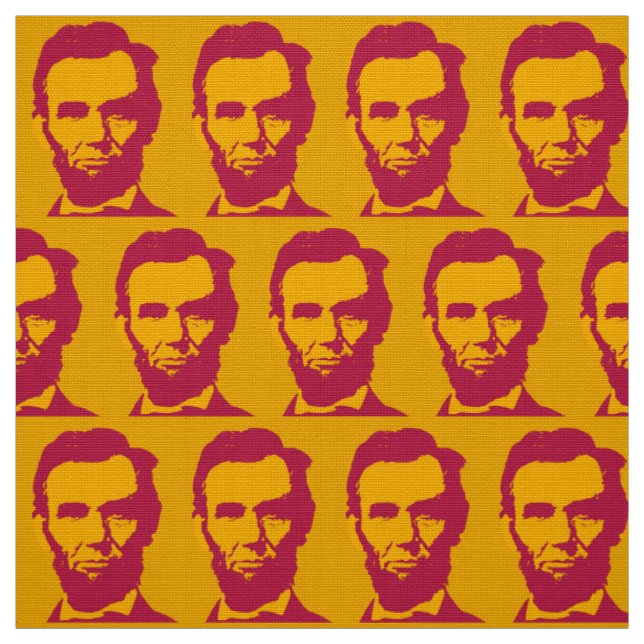 Tecido Abraham Lincoln em Laranja e Vermelho Arte Pop (Modelo)