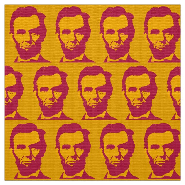 Tecido Abraham Lincoln na Pop Art Laranja e Vermelho (Modelo)